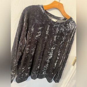 H&M Charcoal Crushed Velvet along Sleeve Top